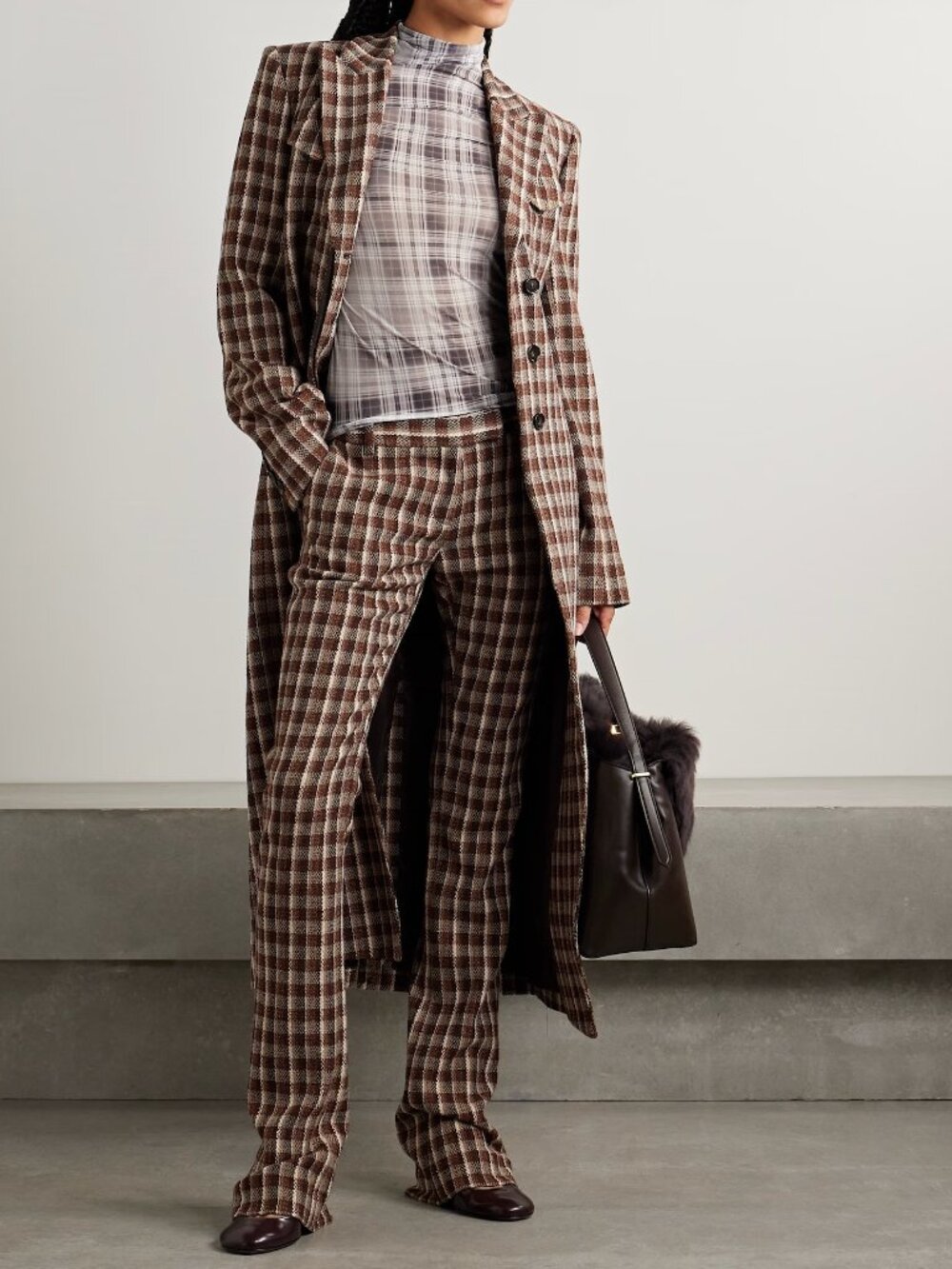 Acne Studios checked stretch-jersey sheer turtleneck top - Picture 6 of 7